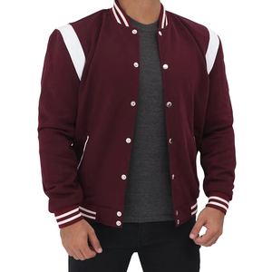 Chaqueta de béisbol personalizada para hombre 2025, diseño de moda, chaqueta universitaria roja vino, chaqueta ajustada de lona con capucha, abrigo de invierno - Product Image 5