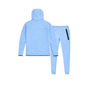Ensemble de survêtement pour homme, veste à capuche zippée et pantalon de jogging en polaire technique, bleu ciel, vêtements de sport pour l'entraînement - Product Image 2