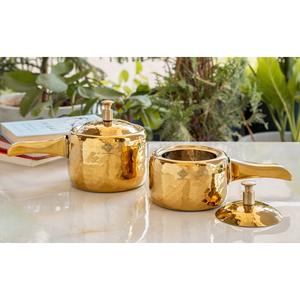 Conception martelée de cuiseur d'acier inoxydable d'IndianArtVilla dans la finition d'argent et d'or-Cookware pour le restaurant de maison et d'hôtel - Product Image 3