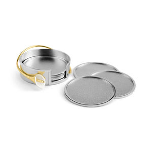 Luxury <b>Silver</b> <b>Coaster</b> Set With Gold Leaf Design Handmade Metal Drink <b>Coasters</b> For Home Bar Restaurant And Hotel Use - Product Image 6