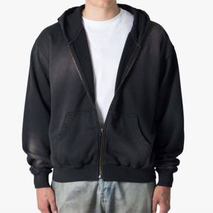 Ventes en gros de sweats à capuche en molleton 500 g/m² à double fermeture éclair, coupe oversize, col à capuche sans cordon de serrage, logo personnalisé, poids lourd, broderie - Product Image 4