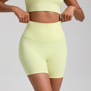 Mallas cortas deportivas suaves de Color sólido para mujer, pantalones cortos de Yoga de cintura alta para entrenamiento integral de ciclismo - Product Image 6