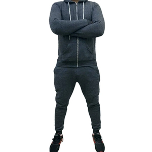 Survêtement décontracté 2 pièces avec fermeture éclair complète Jogging Sweat-shirt Workout Sports Set Sportswear Sweatsuits pour hommes - Product Image 1