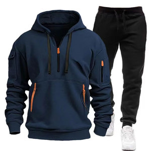 Logo personnalisé de haute qualité hommes deux pièces survêtement Gym Fitness vêtements de sport polaire formation survêtements Jogging pour hommes - Product Image 5