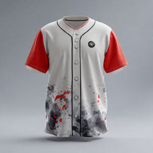 เสื้อเบสบอลเยาวชนแบบพิมพ์ลาย เสื้อซอฟต์บอลติดกระดุม เสื้อเบสบอลสำหรับฝึกซ้อม เสื้อคอวีพิมพ์ลาย เสื้อซอฟต์บอล - Product Image 2