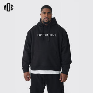Sudadera con capucha deportiva de talla grande para hombre de algodón 100% al por mayor corte personalizado coser gran tamaño forro polar grueso cremallera sólido invierno 500GSM - Product Image 1