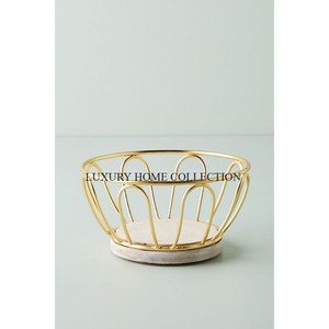 Unique New Iron Fruits and <b>Bread</b> <b>Basket</b> with Elegant and Functional Design for Modern Farmhouse Kitchens Golden Finished - Product Image 3