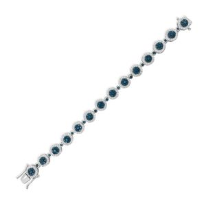 5.52 Ct Natural Round Blue and White Diamond 925 Sterling Silver Cluster Tennis <b>Bracelet</b> for Womens 6.5 Inches - Product Image 3