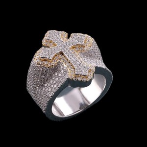 14k <b>Solid</b> White Gold Lab Grown Diamond Ring brilliant Round Cut Diamond Cross Shape Trendy VVS Clarity Elegant Ring for Women - Product Image 1