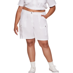 Shorts cargo grande taille, taille haute, utilitaires, athlétiques, pour l'entraînement en salle de sport, avec poches, durables, confortables - Product Image 6