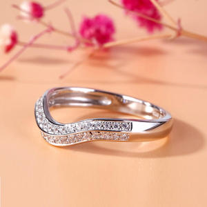 Jeulia Curved Round Cut <b>Sterling</b> <b>Silver</b> Diamond <b>Ring</b> <b>Band</b> for Women - Product Image 5