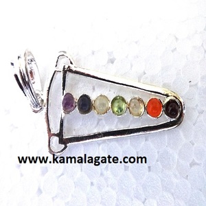 Natural 7 Chakra piedra árbol plateado colgante de acero inoxidable Metal Cruz patrón encanto colgantes de moda encantos - Product Image 5