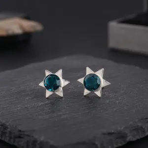 Boucles d'oreilles pendantes de luxe Niharika Gems en apatite bleue, plaqué argent sterling 925, unisexe, cadeau de fête - Product Image 6
