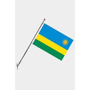 Ensemble de mât de drapeau télescopique mural Rwanda avec drapeaux et bannières en polyester à impression numérique - Product Image 1