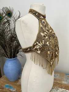 เสื้อคลุมแนวเบอร์เลสก์ปักเลื่อมประดับด้วยลูกปัดชุดเที่ยวคลับยาวถึงพื้นคอวีผ้าโพลีเอสเตอร์ตกแต่งไข่มุกด้วยเม็ด100% - Product Image 2