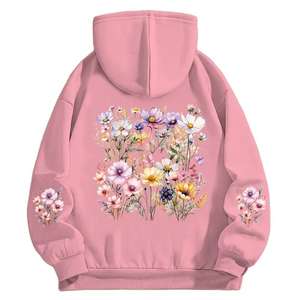 Sweat à capuche pour homme, style tendance, imprimé marguerite, tissé respirant, manches longues, hiver, motif floral vintage - Product Image 1