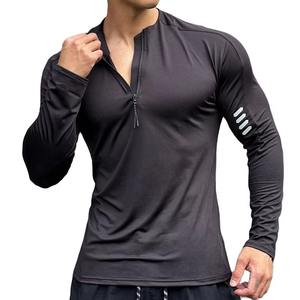 Venta al por mayor Activewear Nuevo Diseño Slim Fit Compresión ropa de gimnasio Manga larga completa Lujo ropa activa cuarto de camisa con cremallera para los hombres - Product Image 1