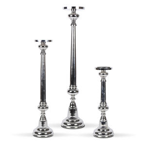 Nickel Plated <b>Tall</b> T Light Candle Holder Set of 3 Shiny Finished <b>Table</b> Centerpiece Luxury Handmade Candle Holder - Product Image 5
