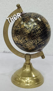 Globo de mesa de latón antiguo náutico hecho a mano negro Bol mapa del mundo decoración de escritorio con Base de aluminio regalo de Geografía - Product Image 6