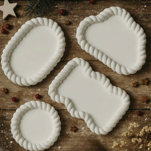 Plateau organisateur en ciment blanc décoratif pour petits accessoires et décoration intérieure, produit en béton fait à la main, origine Vietnam - Product Image 1