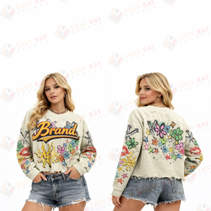 เสื้อเชิ้ตแขนยาวโอเวอร์ไซส์สำหรับผู้ชาย ผ้าคอตตอนวาฟเฟิลเนื้อหนาพิเศษ 100% พิมพ์ลายกราฟิกด้วยเทคนิค DTG - Product Image 5