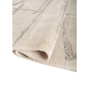 Entropy Ivory Hand Knotted Wool Silk <b>Rugs</b> Organic Cotton Abstract Puzzle Hallway for Home Living Room <b>Jute</b> <b>Rug</b> for Home - Product Image 2