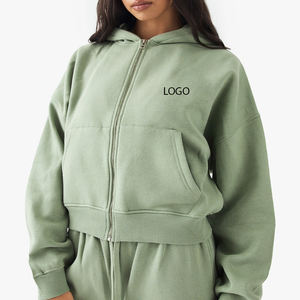 Sweat à capuche pour femmes avec fermeture éclair et poches latérales pour les commandes en gros, prix avantageux, manches longues, service OEM, design décontracté - Product Image 1