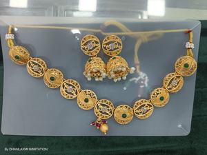 Exclusivo estilo Bollywood Golden Mett Antique Mina Collar Set - Product Image 3