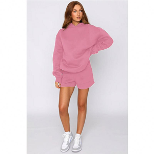 2025 printemps personnalisé deux pièces ensemble femmes vêtements sweat rue tenues survêtement à capuche Shorts 2 pièces ensemble femmes - Product Image 2
