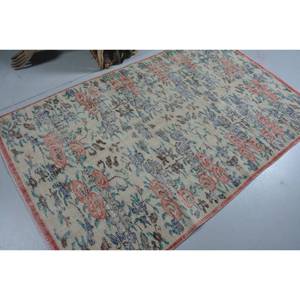 พรมตุรกีโบราณ4.5 x 7.5ft เบจสีชมพูขนาดใหญ่ขนแกะลายแอบสแตรกต์รูปสี่เหลี่ยมผืนผ้าสำหรับตกแต่งห้อง - Product Image 2