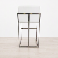 Tabouret de bar en acier inoxydable, siège haut avec assise et dossier rembourrés, avec accoudoirs, pour cuisine, maison, salle à manger, extérieur, café, mobilier