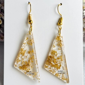 Pendientes de resina transparente hechos a mano ZAM IMPEX, joyería para niñas y mujeres, estilo bonito con copos de oro a precio competitivo - Product Image 1