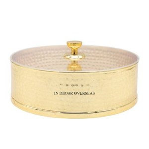 Récipient Chapati de forme ronde plaqué or de haute qualité en métal de qualité supérieure avec des fournitures de couvercle supérieur gravées par un concepteur de fantaisie unique - Product Image 6
