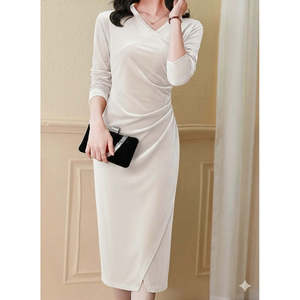 Vestido Midi de Terciopelo Elegante para Mujer de Jane, con Manga Larga, Cuello Cruzado, Detalle Fruncido Lateral, para Eventos Nocturnos, Modelo 31160 - Product Image 5