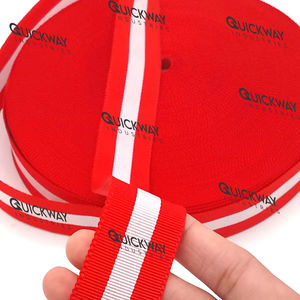 Ruban en gros-grain et ruban moiré cérémonial rayé rouge et blanc, ruban en tissu polyester pour récompenses et décorations - Product Image 3