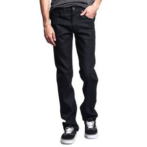 Jeans de Mezclilla Cruda Sin Lavado de Corte Recto DL980 para Hombre, Color Índigo Negro Azulado, Transpirables, de Secado Rápido, con Botones, Ligeros, para Invierno y Verano - Product Image 1