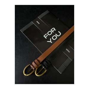 Ceinture à boucle ovale pour femmes, pour pantalons, vestes, chemises et robes - Noir-brun - Product Image 3