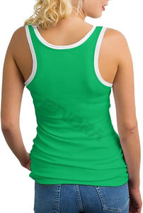 Camisetas sin mangas de algodón orgánico con logotipo personalizado gratuito para mujer, diseño de cuello redondo formal blanco sólido, venta al por mayor - Product Image 2