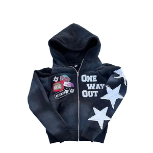 Custom Unisex Zipper <b>Hoodie</b> cotton blended French Terry Sweatshirts Blank Full <b>Zip</b> <b>up</b> <b>Vintage</b> Acid Wash Distressed Hoodies - Product Image 2