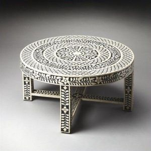 Table basse rectangulaire en incrustation d'os avec incrustation en résine noire Table de salon moderne de luxe - Product Image 3