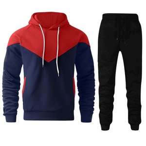 Mens 2 Piece Sweatsuits Casual Men's Jogging Tracksuit Set Patchwork Color Fleece Hoodie <b>Pants</b> Sweat <b>Suit</b> for Men - Product Image 3