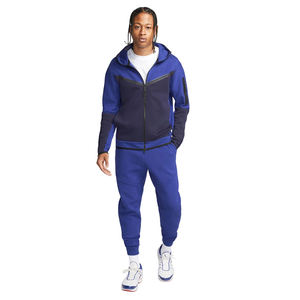 Ensemble de survêtement bleu marine pour homme avec sweat à capuche zippé tenue d'hiver chaude vêtements de sport confortables vêtements de sport taille personnalisée pour adultes - Product Image 1