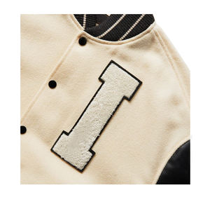 Veste d'université Letterman de baseball pour hommes OEM vente en gros personnalisée chenille patch brodé uni 100% laine et cuir - Product Image 3