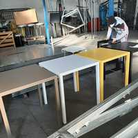 Table d'extérieur noire auto-nivelante en fer pour 4 personnes 80*80 WS Design Modèle 882 Fabriquée en Italie