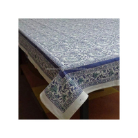 Meilleures ventes : Nappe personnalisable en coton 100% écologique, imprimée à la main au bloc de bois de Jaipur, par un fabricant indien, modèle Nili Kyari