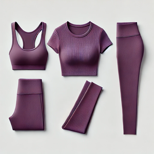 Conjunto de Yoga de 2 Piezas a Cuadros para Mujer, Talla Grande, Sin Costuras, Nuevo, Otoño, Levanta Glúteos, Pantalones Cortos Deportivos, Leggings de Gimnasio, Cintura Alta - Product Image 2
