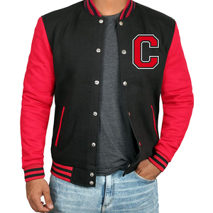 Chaqueta de Béisbol Varsity Personalizada con Bordado Chenille, Cuello Alto, Capucha, Resistente al Viento, con Logotipo Frontal Rojo en Lana - Product Image 2