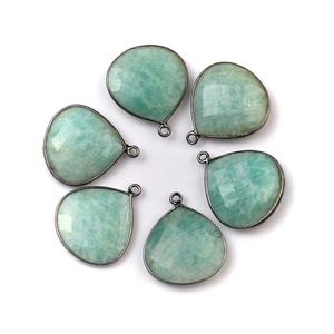 Haute Qualité 12mm Naturel Amazonite Pierres Précieuses Lunette Coeur Pendentif Collier Or Argent Sterling Rhodium Fine Pendentifs Charmes - Product Image 6