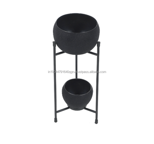 Maceta de doble capa negra artesanal premium a bajo precio - Product Image 1