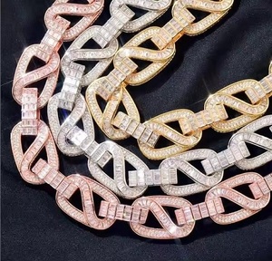 Cadena de eslabones cubanos de Miami de lujo, completamente Iced D VVS, probador de diamantes con tachuelas, collares de moda Moissanite - Product Image 1